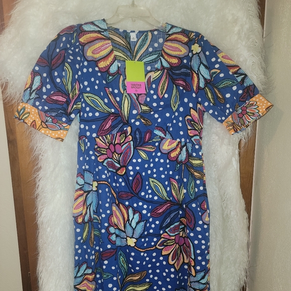 Beautiful & Vibrant Floral/Polka-dot Puff Sleeve Midi Dress by Tabitha Brown NWT - Picture 5 of 6